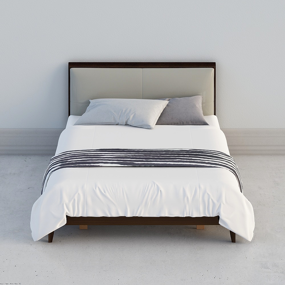 Earth Color Double Bed 3D Model for Comfortable Bedrooms