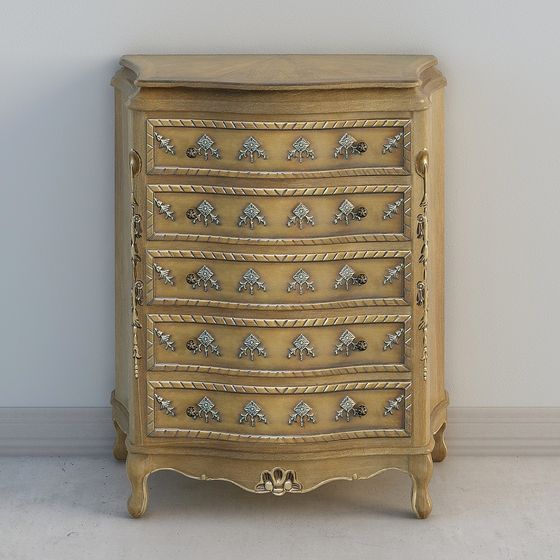 Elegant Gold Antique Cabinet 3D model