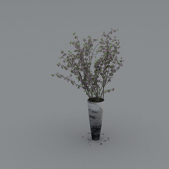 Marble Vase with Blossoms 3D model