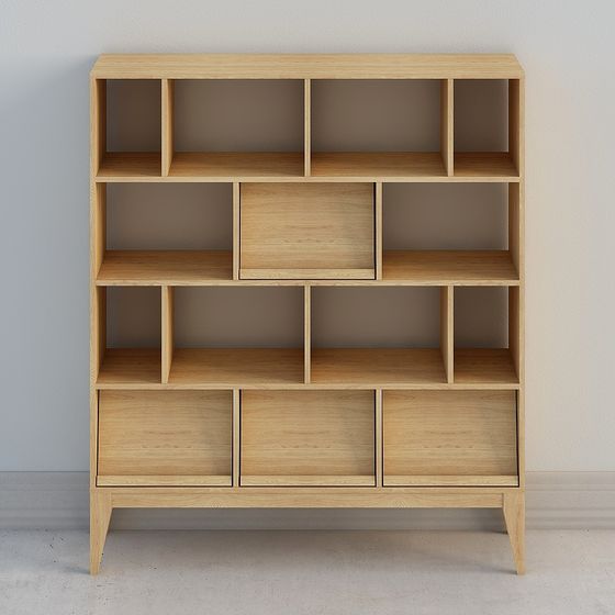 Elegant Earth Color Bookcase 3D Model for Interiors