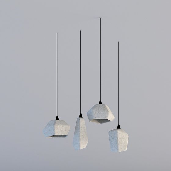 Industrial Wind Cement Chandelier 3D Model in Black