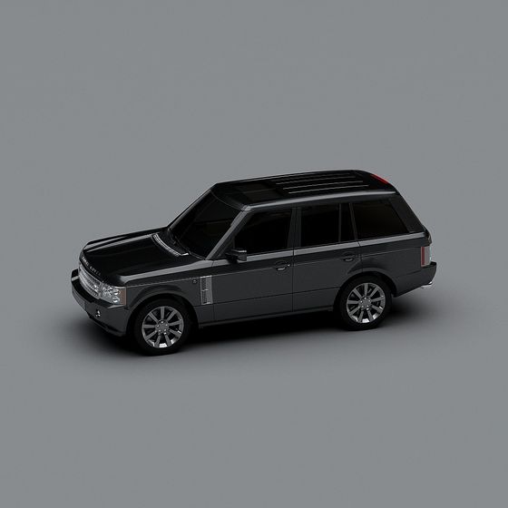 Black Range Rover SUV Low-Poly 3D Model