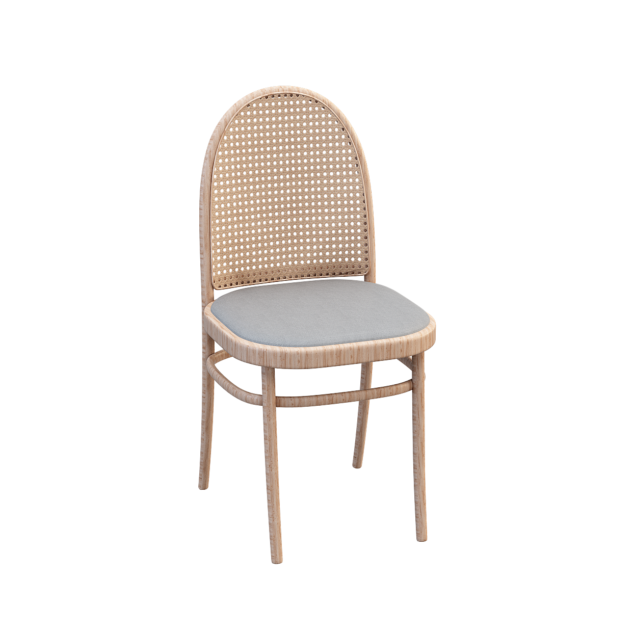 Elegant Low-Poly Chair 3D Model – Wooden Frame & Grey Cushion