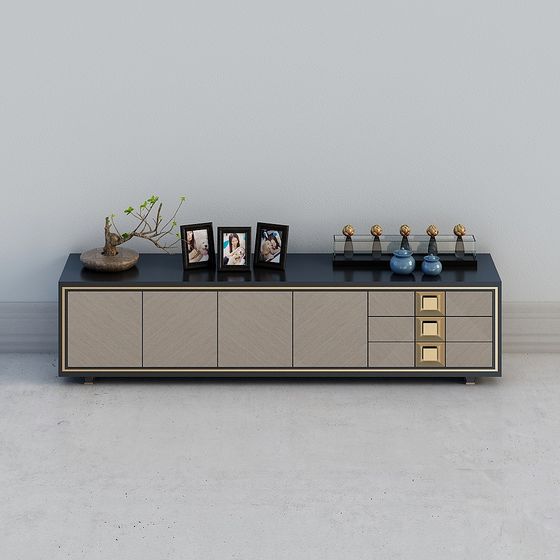 Elegant Low-Poly TV Cabinet 3D model