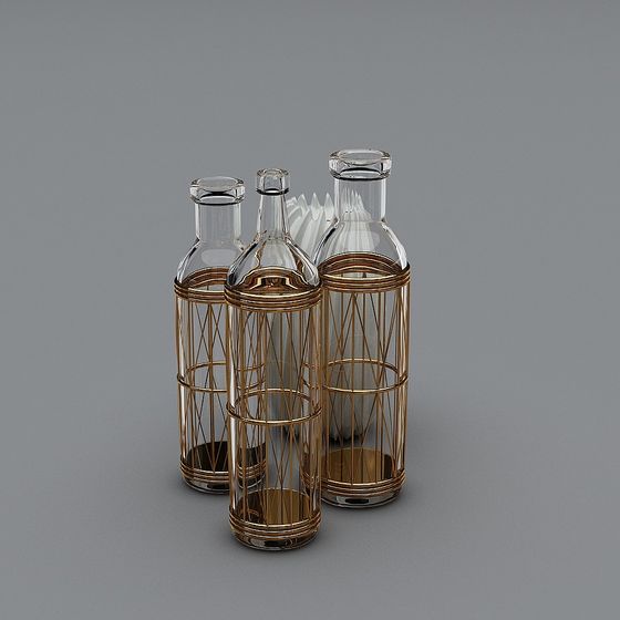 Golden Mesh Bottle 3D Model