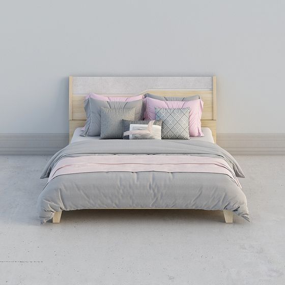 Elegant Low-Poly Bed 3D Model Design