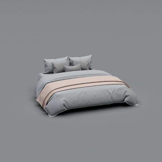 Elegant Low-Polygon Bed 3D model