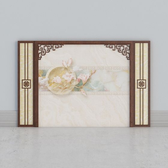 Eastern Aesthetic Wall Decor Panel 3D model
