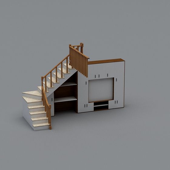 Elegant Staircase and Storage Cabinet 3D model