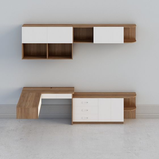 Earth Color Boys' Room Desk and Live Hanger 3D Model