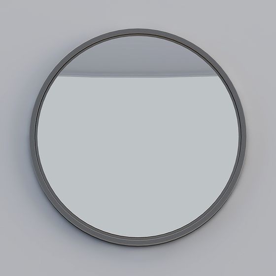 Sleek Circular Mirror 3D model for Modern Interiors