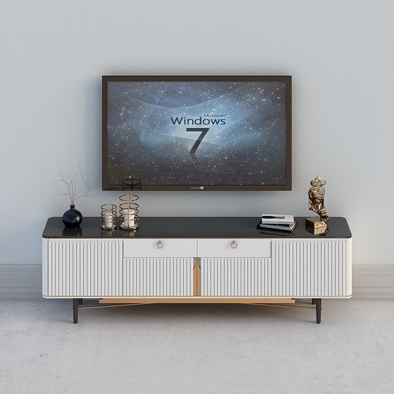 Golden Modern TV Cabinet 3D Model for Elegant Living Rooms