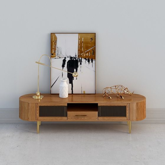 Stylish Low-Polygon TV Cabinet 3D Model