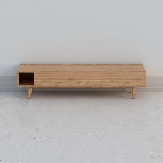 Modern Minimal Low-Poly TV Cabinet 3D model