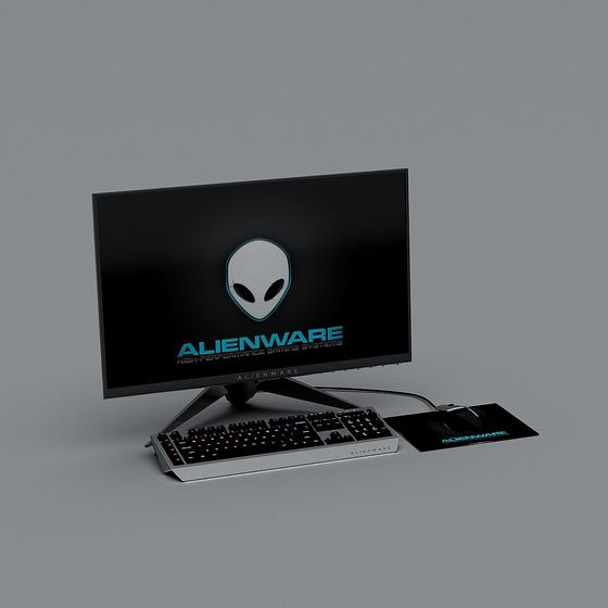 Futuristic Alienware Gaming Setup 3D model