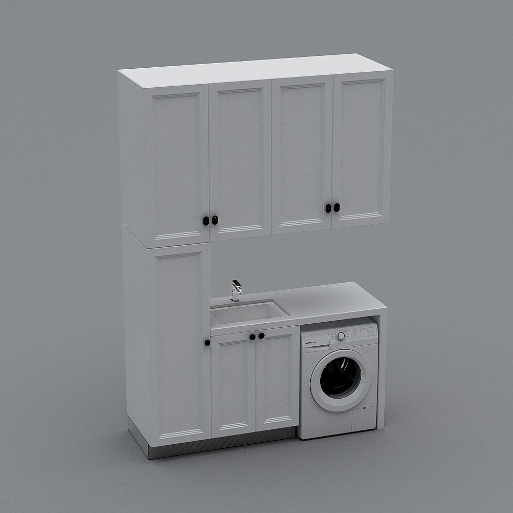 Elegant Laundry Combo Cabinet 3D model