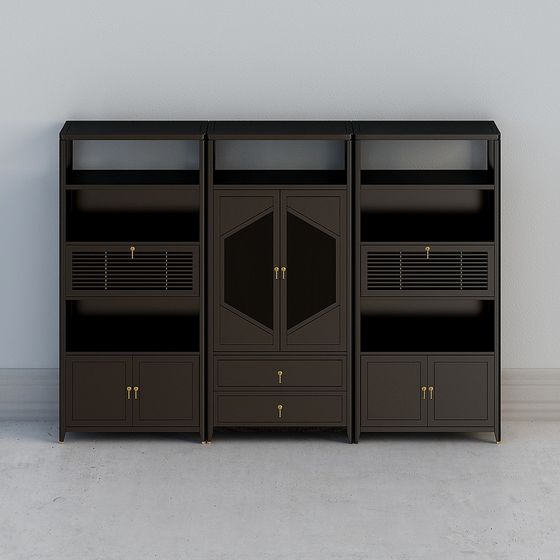 Elegant Low-Polygon Display Cabinet 3D model