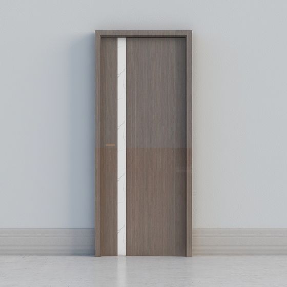 Modern Minimalist 3D Door Model with Wood and Marble Glass