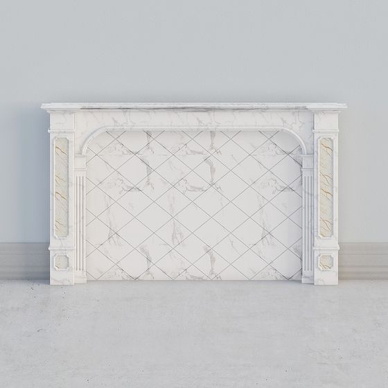 Elegant Marble Fireplace 3D model