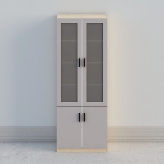 Modern Minimalist Glass Door Storage Cabinet 3D model