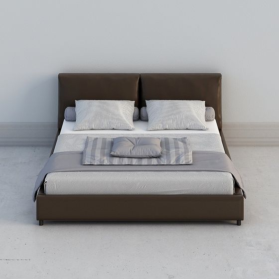Stylish Minimalist Bed 3D model for Modern Spaces