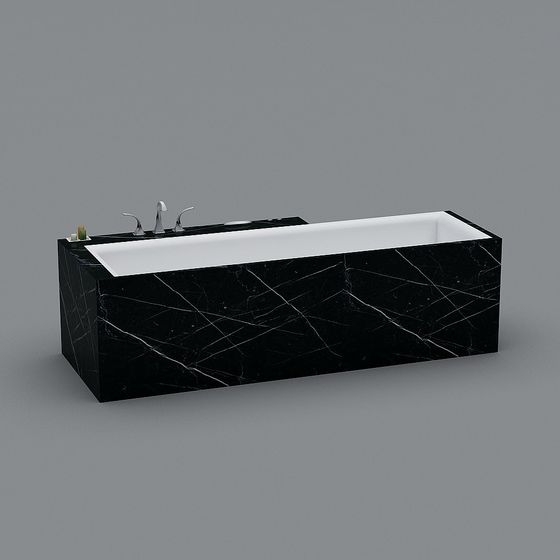 Elegant Black Marble Bathtub 3D model for Modern Spaces