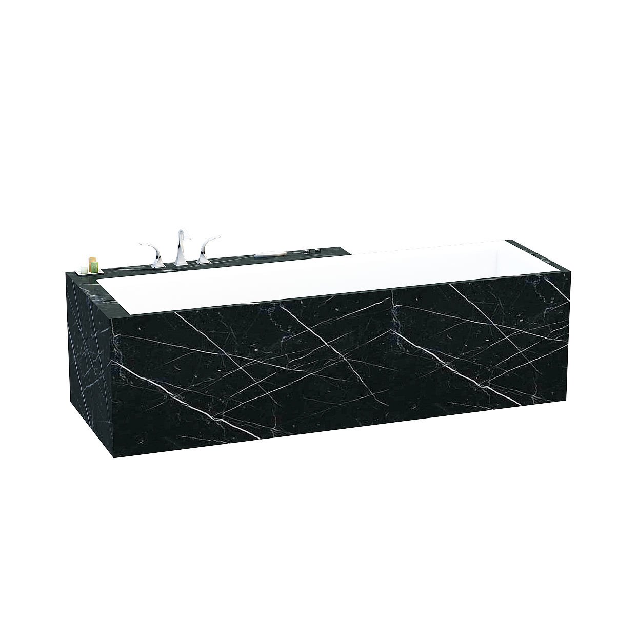 Stylish Black Marble Bathtub 3D Model – Elegant Low-Poly Design