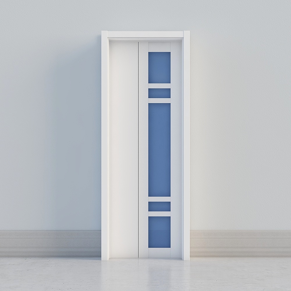 modern white windowed folding door