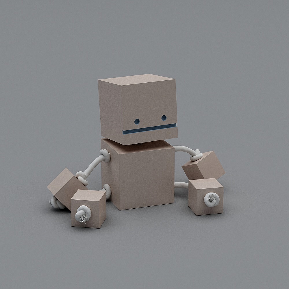 Stylish Low-Poly Cube Robot 3D model
