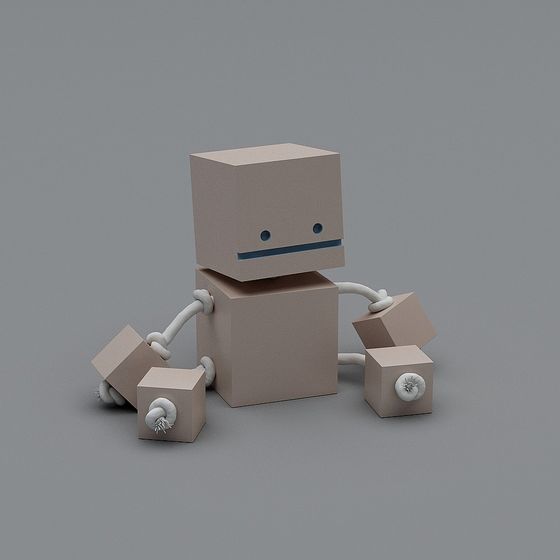 Stylish Low-Poly Cube Robot 3D model