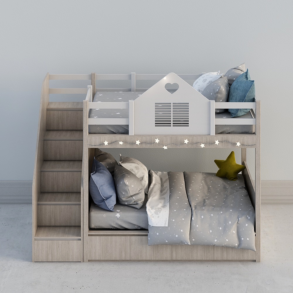 ห้องเด็กรวม เตียงคู่สูงและต่ำ