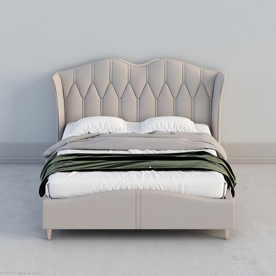 Elegant Low-Polygon Bed 3D model