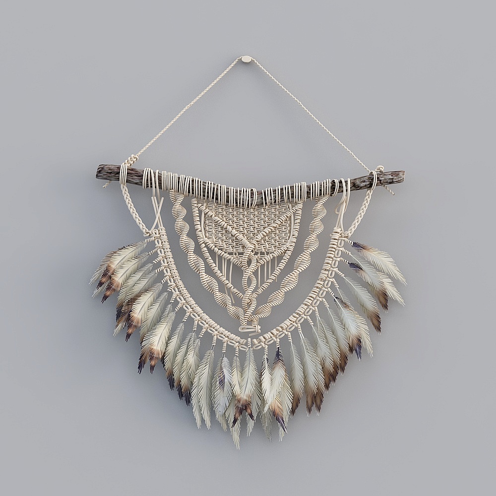 Feather Woven Pendant 3D model