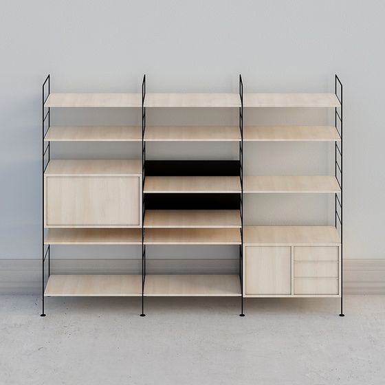 Stylish Low-Polygon Bookshelf 3D model for Modern Spaces