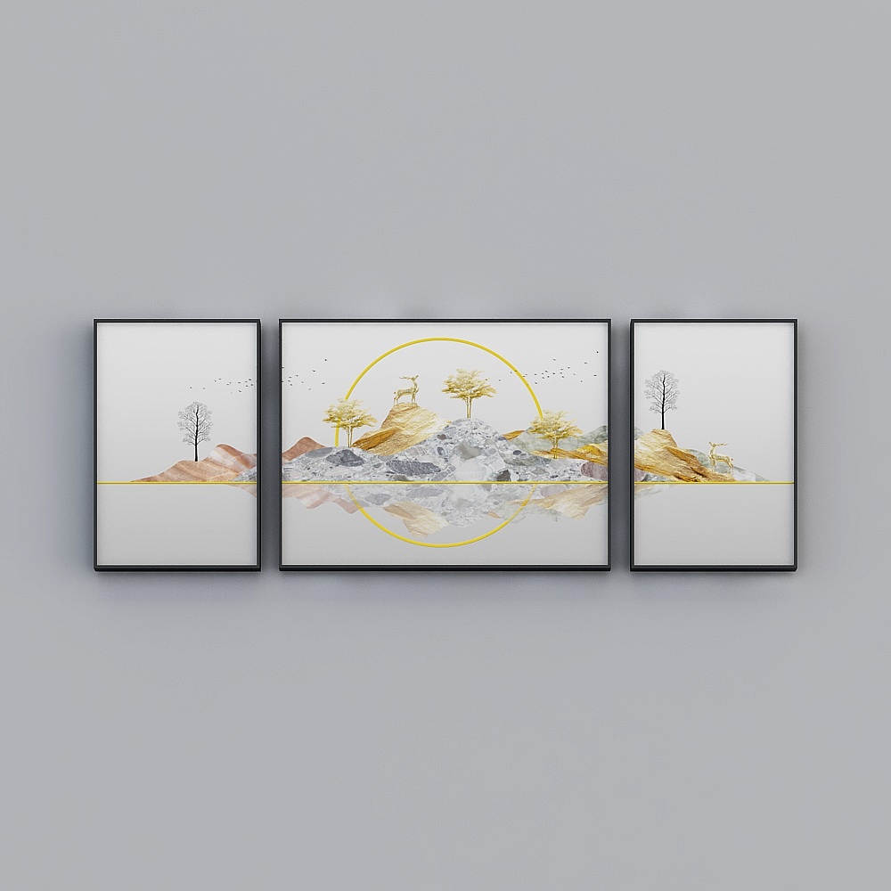 Glorious Fine Painting - Modern Minimalist - 35815-1-2-3-Landscape Decoration Painting