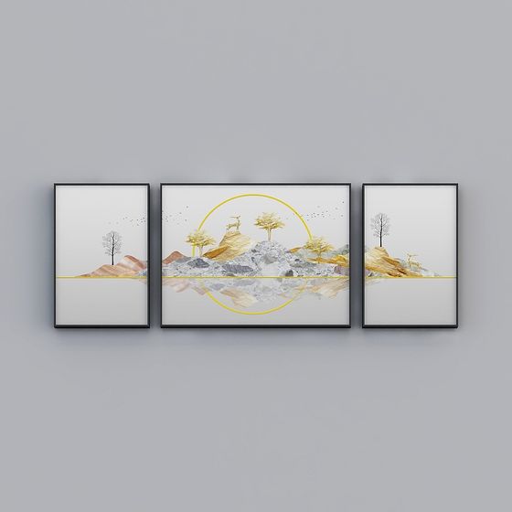 Mountains and Forest Triptych 3D model