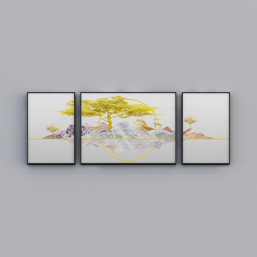 Glorious Fine Painting - Modern Minimalist - 35816-1-2-3-Landscape Decoration Painting