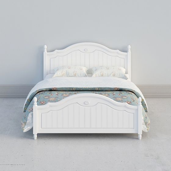 Charming Rustic Bed Frame 3D model for Cozy Spaces