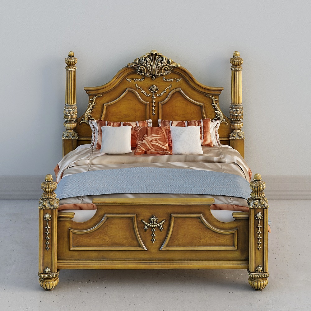 Elegant Classic-Modern Bed 3D model