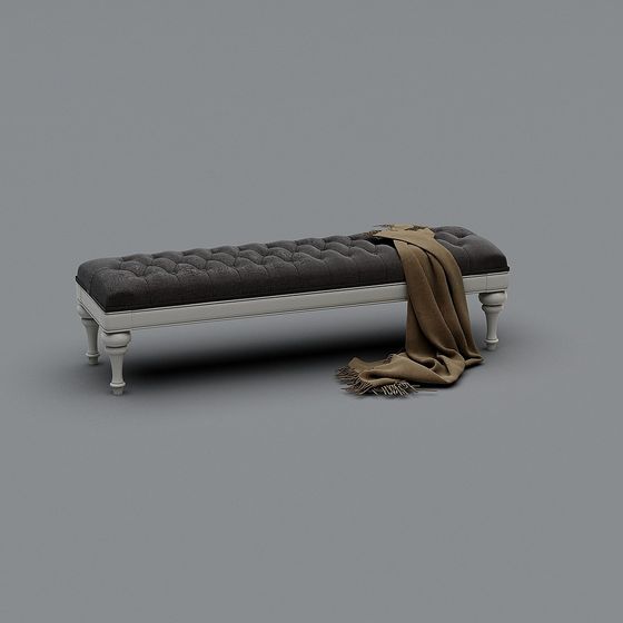 Elegant Vintage Leather Bench 3D model