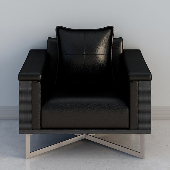 Chic Black Leather Armchair 3D model for Modern Spaces