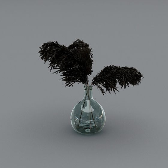 Glass Vase with Feathers 3D model