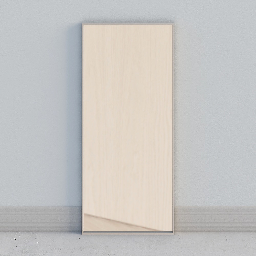 Light beige wooden wall panel with vertical grain texture leaning on grey wall background