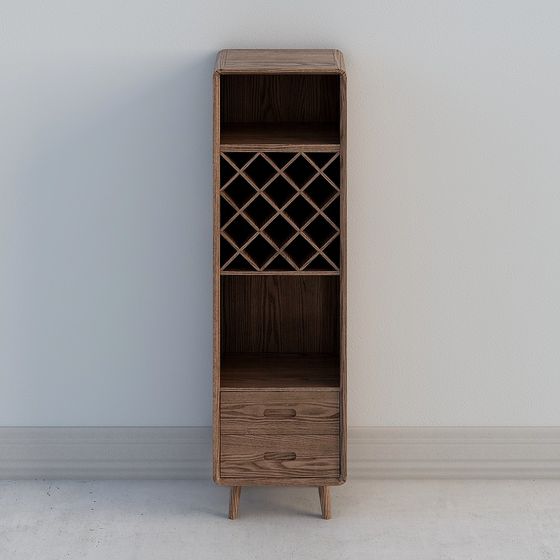 Mid-Century Wine Cabinet 3D model for Stylish Spaces