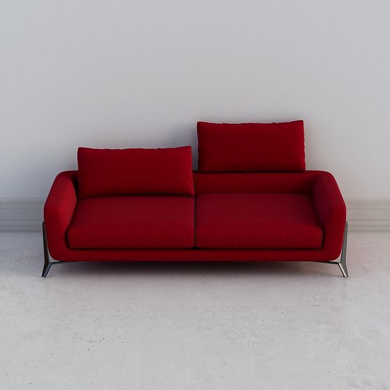 Stylish Red Sofa 3D model for Modern Interiors