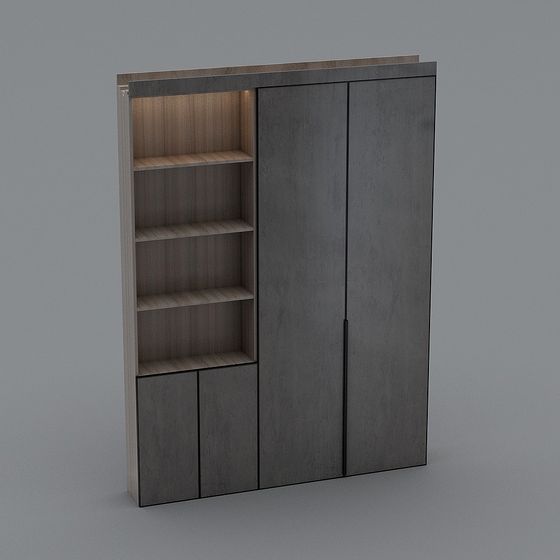 Stylish Concrete and Wood Bookshelf 3D model
