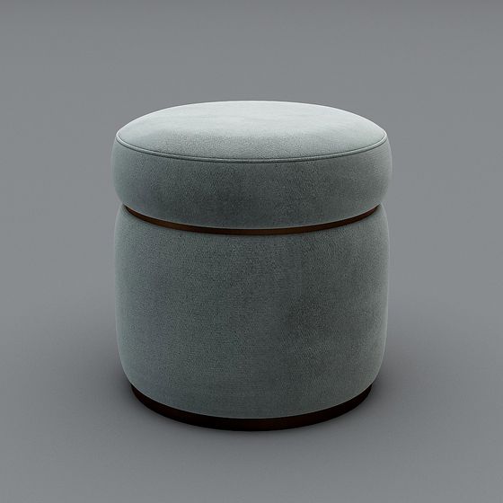 Elegant Round Storage Stool 3D model for Modern Interiors
