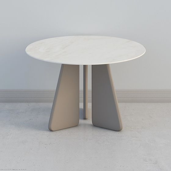 Triangular Support Round Table 3D model for Modern Spaces