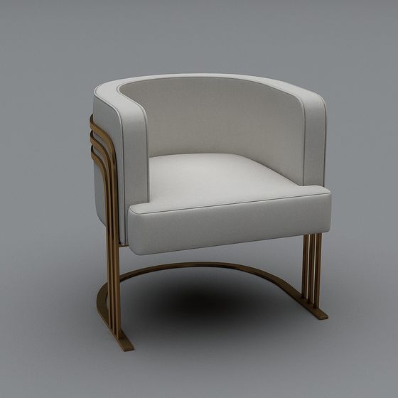 Elegant Curved Armchair 3D model for Modern Interiors