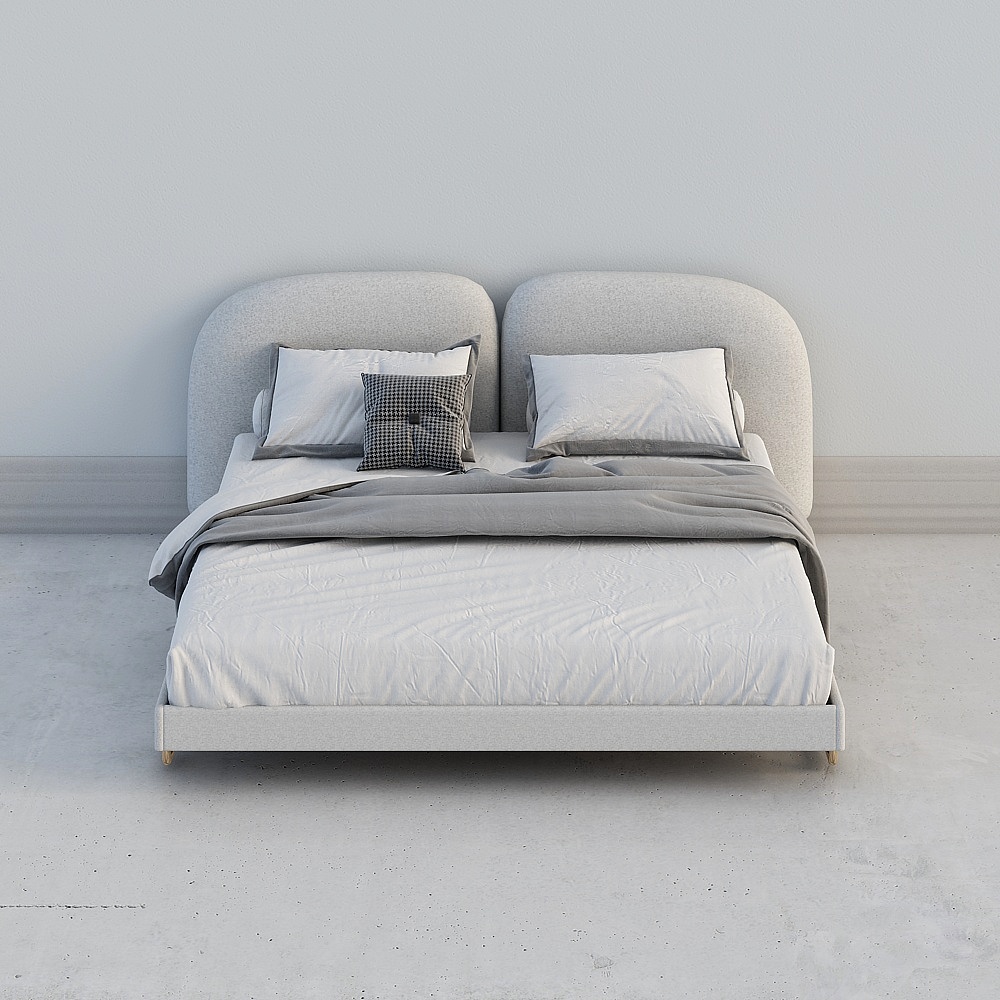 Elegant Low-Poly Bed 3D model for Modern Interiors